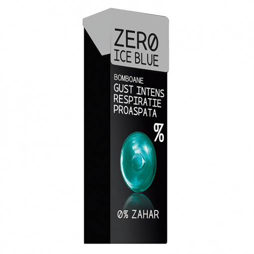 Bomboane tari fara zahar cu menta (fara zahar) 32g - ZERO ICE BLUE