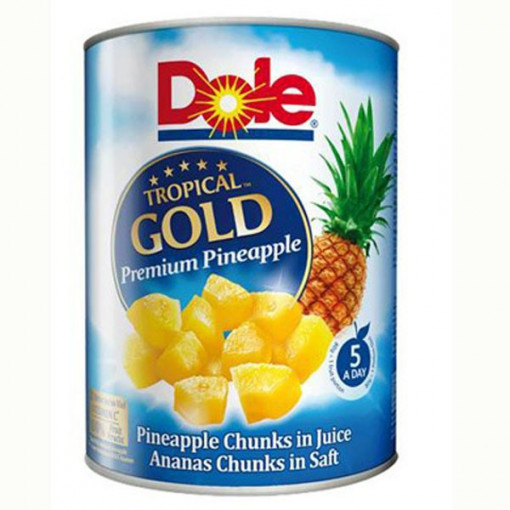 Bucăţi de ananas în suc, fara zahar 567g - Gold Dole