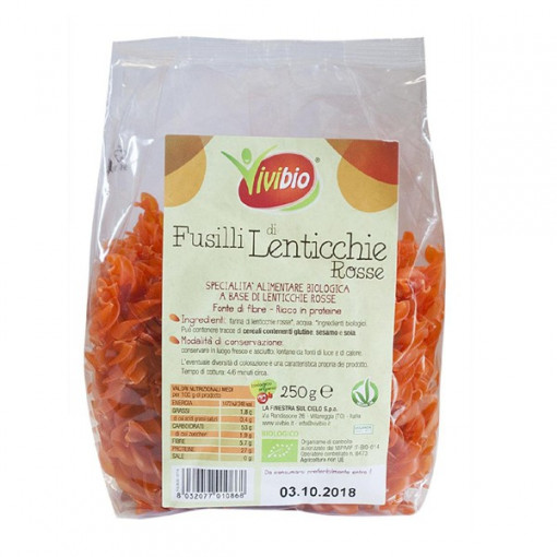 Paste Bio Fusilli Din Linte Rosie G Produs Vegan