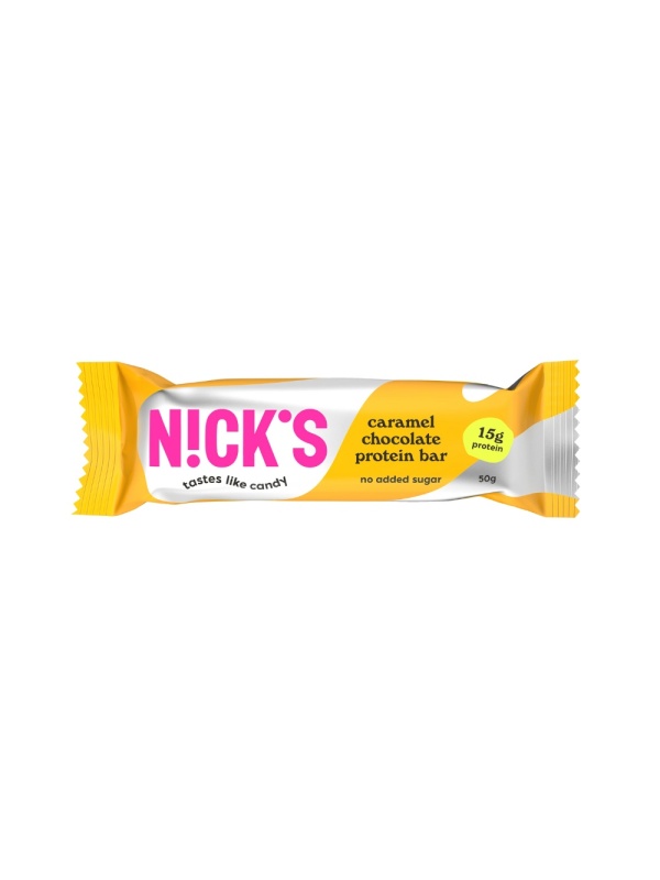 Baton Proteic Caramel Chocolate cu Stevia (fara zahar) 50g - Nick's