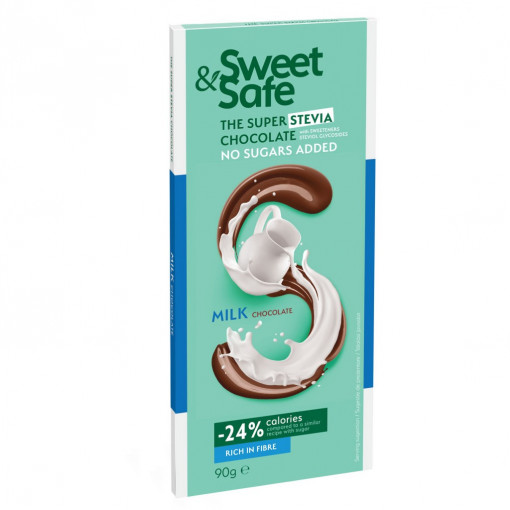 Ciocolata cu lapte cu Stevia 90g - Sweet&Safe