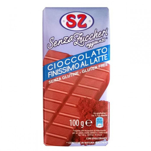 Ciocolata fina cu lapte (fara zahar, fara gluten) 100g - Senza Zucchero