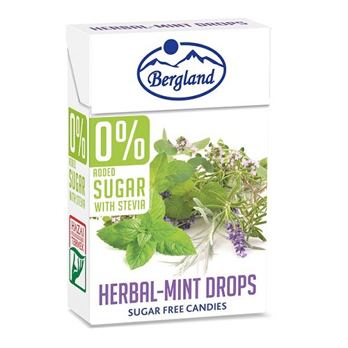 Dropsuri cu plante naturale si menta, fara zahar, cu Stevia 40g - Bergland