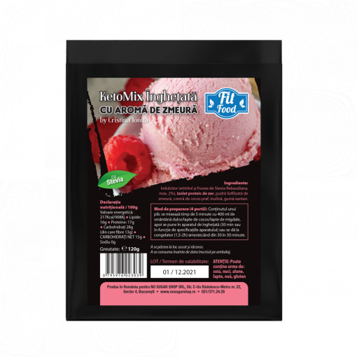 KetoMix Praf de Inghetata cu aroma de zmeura indulcita cu eritritol 120g by Cristina Ionita (Low carb, Keto)