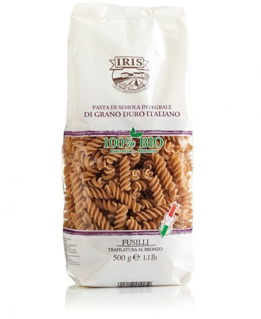 Paste bio Fussilli din grau dur integral 500g - Iris