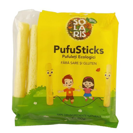 Pufuleti ECO "PUFUSTICKS" (fara zahar, fara sare, fara gluten) 60gr SOLARIS