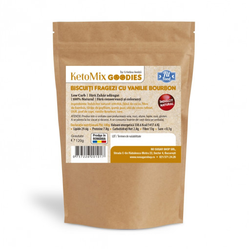 Biscuitii fragezi cu vanilie bourbon (fara zahar, keto, low carb) 120g - Ketomix Goodies by Cristina Ionita