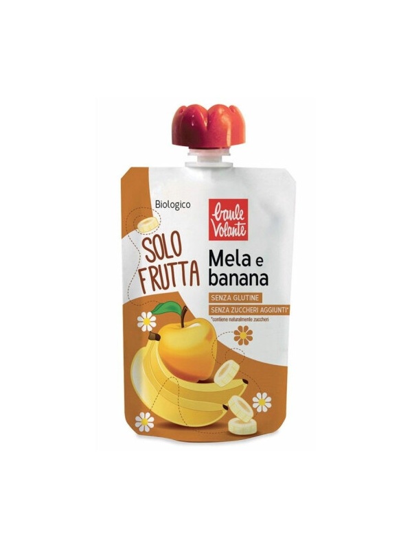 ECO Piure de mere si banane, fara gluten, fara zahar adaugat, Baule Volante 100g