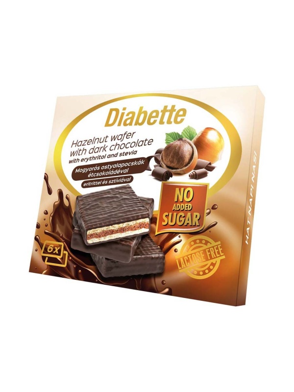 Napolitane glazurate, cu alune, Eritritol si Stevia (fara zahar, fara lactoza) 96g - Dibette