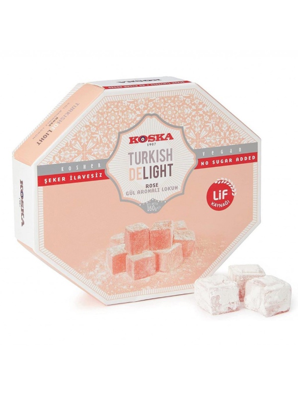 Rahat turcesc cu aroma de trandafir (fara zahar, vegan) 160g - KOSKA
