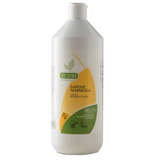 Sapun Eco Bio de Marsilia, lichid, pentru piele sensibila, fara conservanti, vegan, ECOSI, 1L (rezerva)