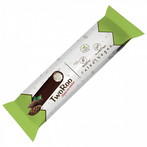 Baton invelit in ciocolata neagra cu aroma de vanilie si lamaie (fara zahar, gluten, paleo, vegan) 30g - TwoRoo