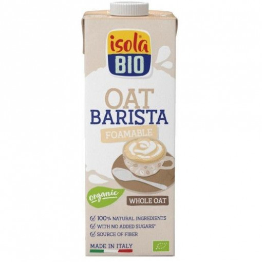 Bautura Bio din ovăz, integral, Barista, pentru cafea (fără zahăr, fara gluten, vegan) 1l - Isola Bio