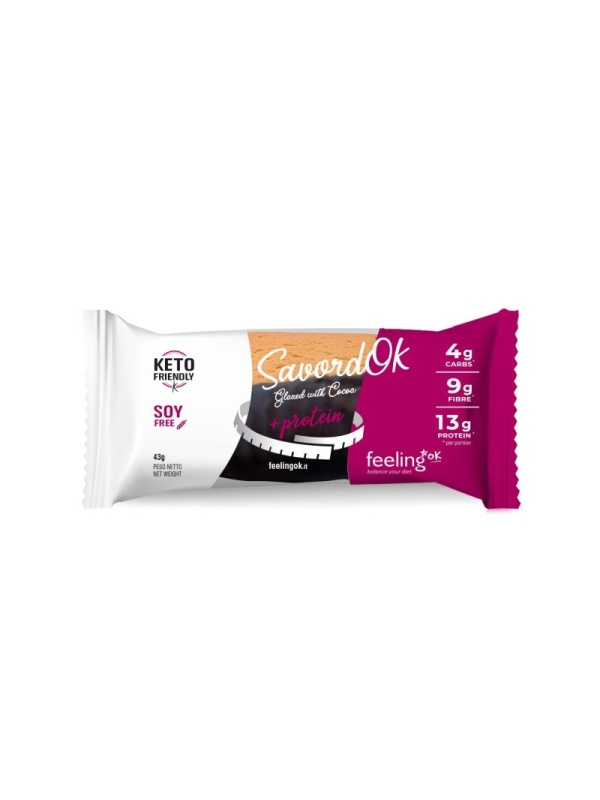 Biscuit Savoiardo cu PORTOCALA semiglazurat cu CIOCOLATA (Low-Carb, proteic, fara zahar) 43 gr - FeelingOK
