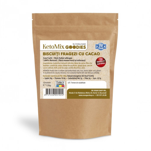 Biscuitii fragezi cu cacao si vanilie bourbon fara zahar, keto, low carb) 120g- Ketomix Goodies by Cristina Ionita