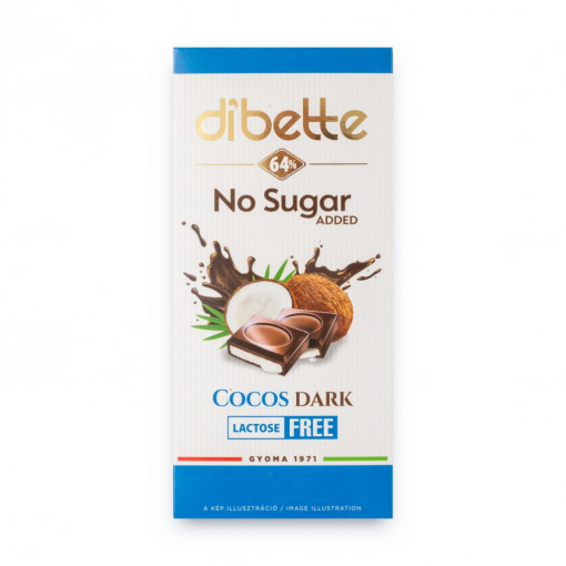Ciocolata neagra cu crema de cocos cu Stevia (fara zahar, fara lactoza) 80g - Dibette
