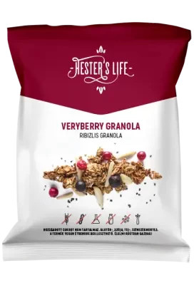 Granola cu coacaze VERYBERRY (vegan, fara zahar, gluten, lactoza) 60g - Hester's Life