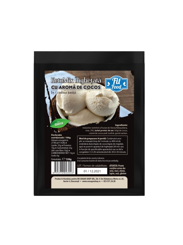 KetoMix Praf de Inghetata cu cocos (fara zahar, Low carb, Keto) 120g by Cristina Ionita