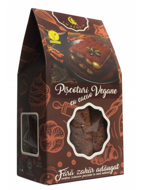 Piscoturi vegane cu cacao (fara zahar) - Hiper Ambrozia 150g