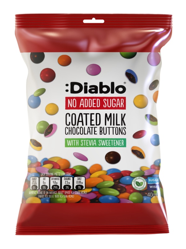 Drajeuri ciocolata cu lapte COLOR cu Stevia (fara zahar) 40gr - Diablo