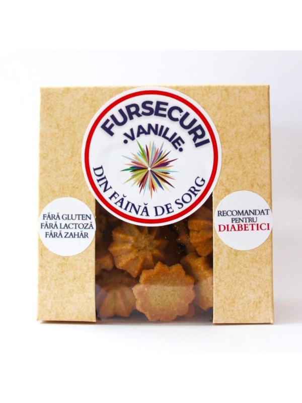 Fursecuri cu faina de sorg si VANILIE (fara zahar, gluten, lactoza) 130g - DAYCOME