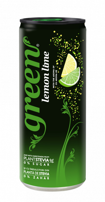 Bautura carbogazoasa fara zahar Lamaie si Lime cu Stevia (fara zahar, fara calorii) 330ml - Green