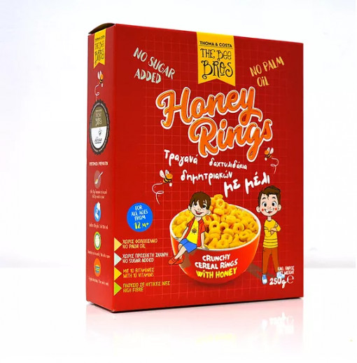 Cereale crocante inelușe cu miere și vitamine (fără zahăr, fara ulei de palmier) 250gr - The Bee Bros