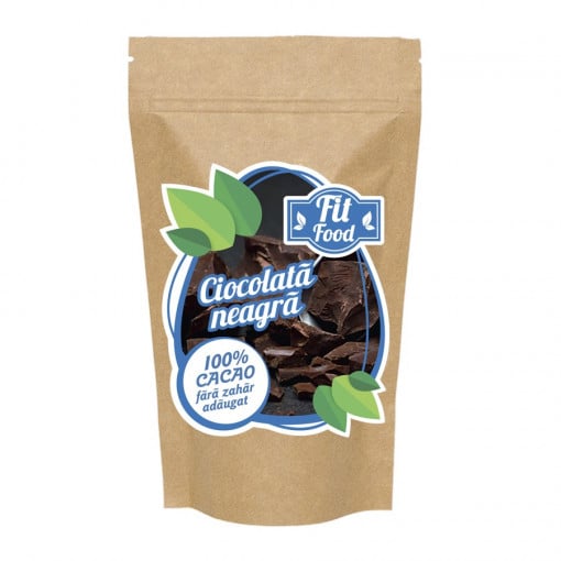 Ciocolata neagra 100% (masa de cacao) 200g - FitFood