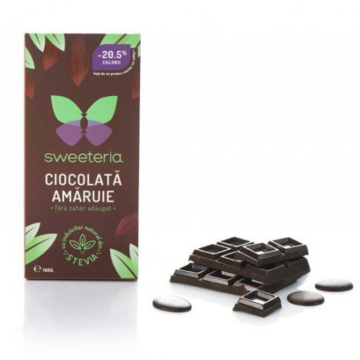 Ciocolata neagra 70% cu Stevia 100g - Sweeteria