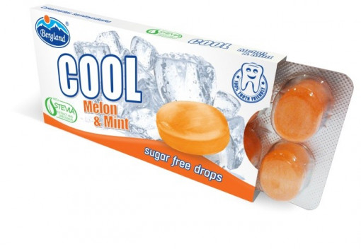 Dropsuri gust de pepene galben si menta, fara zahar, cu Stevia 16g - Bergland COOL