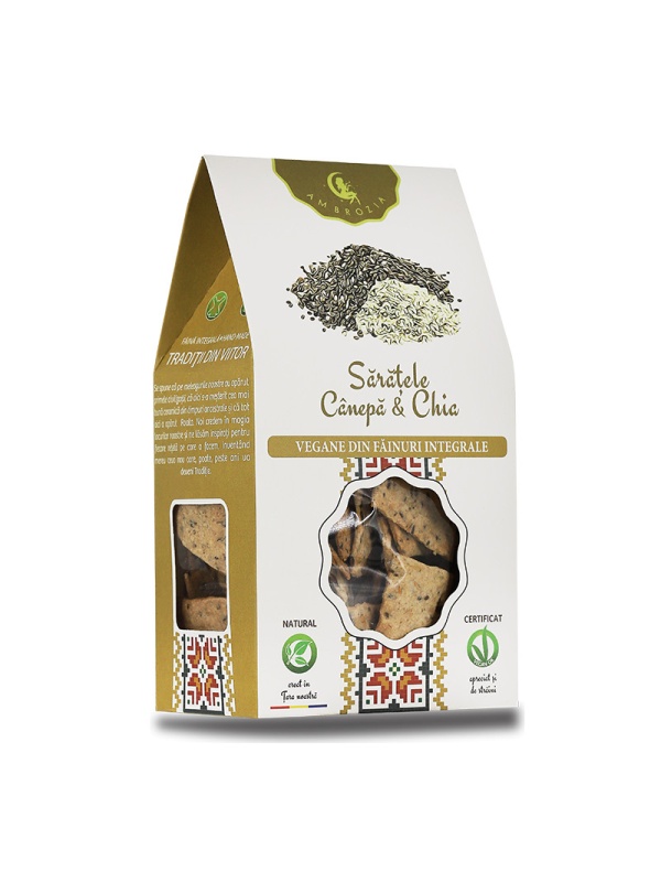 Saratele vegane cu seminte de canepa & chia 107g - Hiper Ambrozia