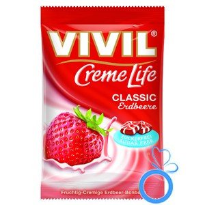 Bomboane Creme Life classic cu capsuni (fara zahar)110g - VIVIL
