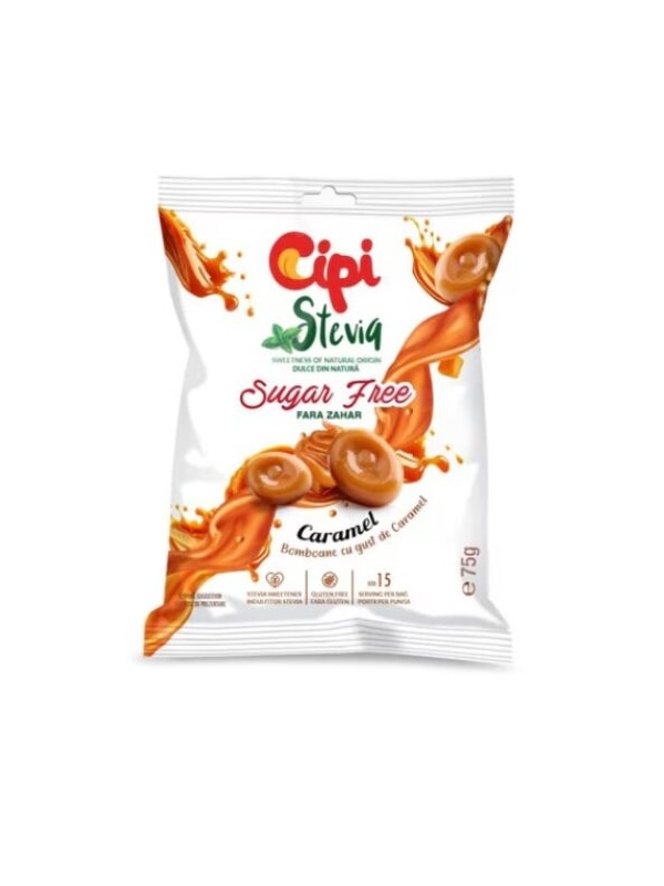 Bomboane cu Caramel si Stevia (fara zahar) 75g - Cipi