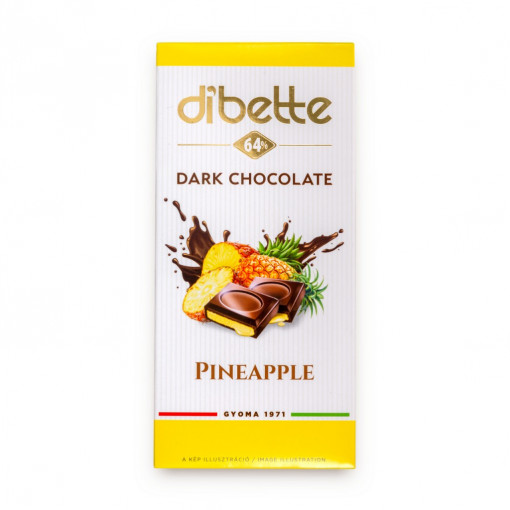 Ciocolata neagra cu crema de ananas (fara zahar) 80g - Diabette