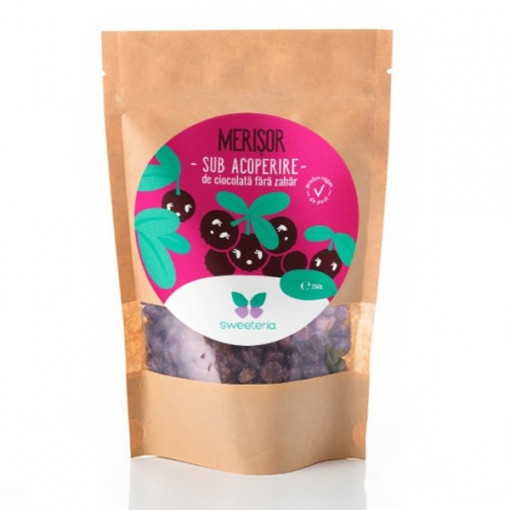 Merisor invelit in ciocolata neagra (fara zahar) 250g - Sweeteria