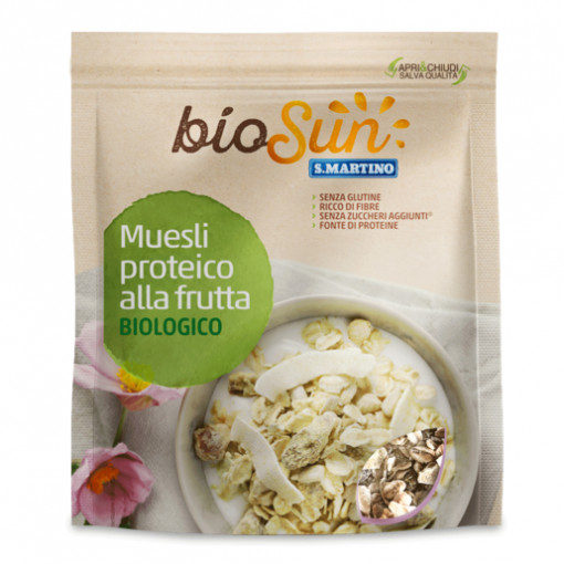 Musli Bio proteic cu fructe, fără gluten, fără zahăr, 200g - bioSUN
