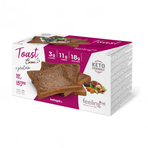 Toast proteic cu cacao (proteic, low carb, fara zahar, fara lactoza, keto) 160g - FeelingOK