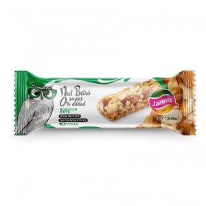 Baton cu NUCI PRAJITE (fara zahar, fara indulcitor, vegan) 28g - Jannis