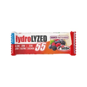 Baton proteic hidrolizat cu aroma de FRUCTE DE PADURE si Ciocolata Alba (fara zahar, fara gluten, fara ulei de palmier) 55g - Pro Nutrition