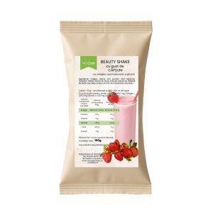 Beauty shake cu Colagen, acid hialuronic si gust de CAPSUNI (fara zahar, low carb) 100g - NoCarb