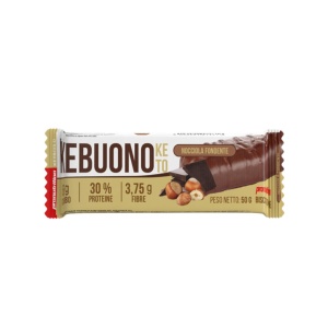 Biscuit keto cu glazura de Ciocolata Neagra si ALUNE DE PADURE Kebuono (fara zahar, proteic, lowcarb) 50g - Pro Nutrition
