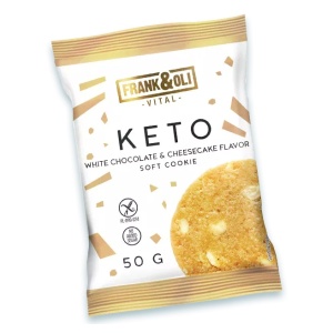 Biscuite moale cu ciocolata alba si cheesecake (fara zahar, vegan, fara gluten)50g - Frank & Oli