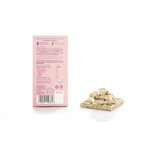 Ciocolata alba cu busuioc si capsuni cu Stevia (fara zahar) 100g - Sweeteria herbs - Img 2