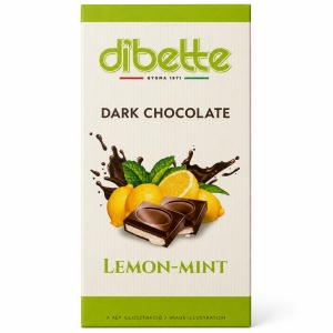 Ciocolata neagra cu crema de lamaie si menta (fara zahar) 80g - Dibette