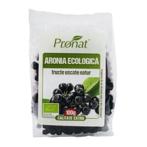 Fructe uscate de aronia ECO (fara zahar, keto) 100g - Pronat