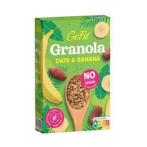 Granola cu curmale și banană (fara zahar, fara indulcitori, fara gluten, vegan) 250g - Avena GoFit