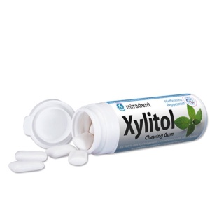 Guma de mestecat cu aroma de Menta Intensa, indulcita cu Xilitol (fara zahar, vegana) 30 buc - Miradent - Img 2