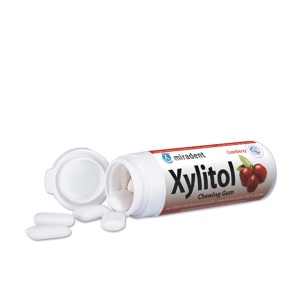 Guma de mestecat cu aroma de Merisoare, indulcita cu Xilitol (fara zahar, vegana) 30 buc - Miradent - Img 2