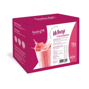 Izolat proteic din zer cu aroma de CAPSUNE (keto, proteici, fara zahar) 25g - FeelingOK