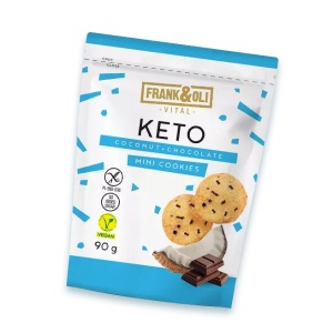 Mini biscuiti KETO cu cocos si fulgi de ciocolata neagra (fara zahar, fara gluten, lowcarb, vegan) 90g – Frank&Oli